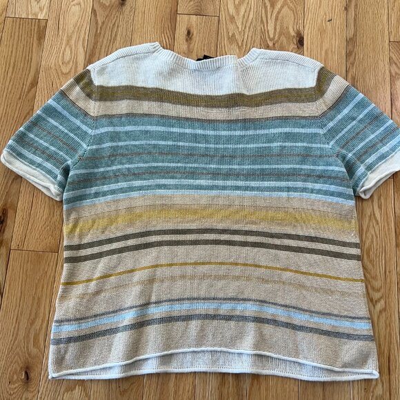 $5 ship! Pendleton knit short-sleeve striped pullover sweater tee - Size L - Picture 4 of 7